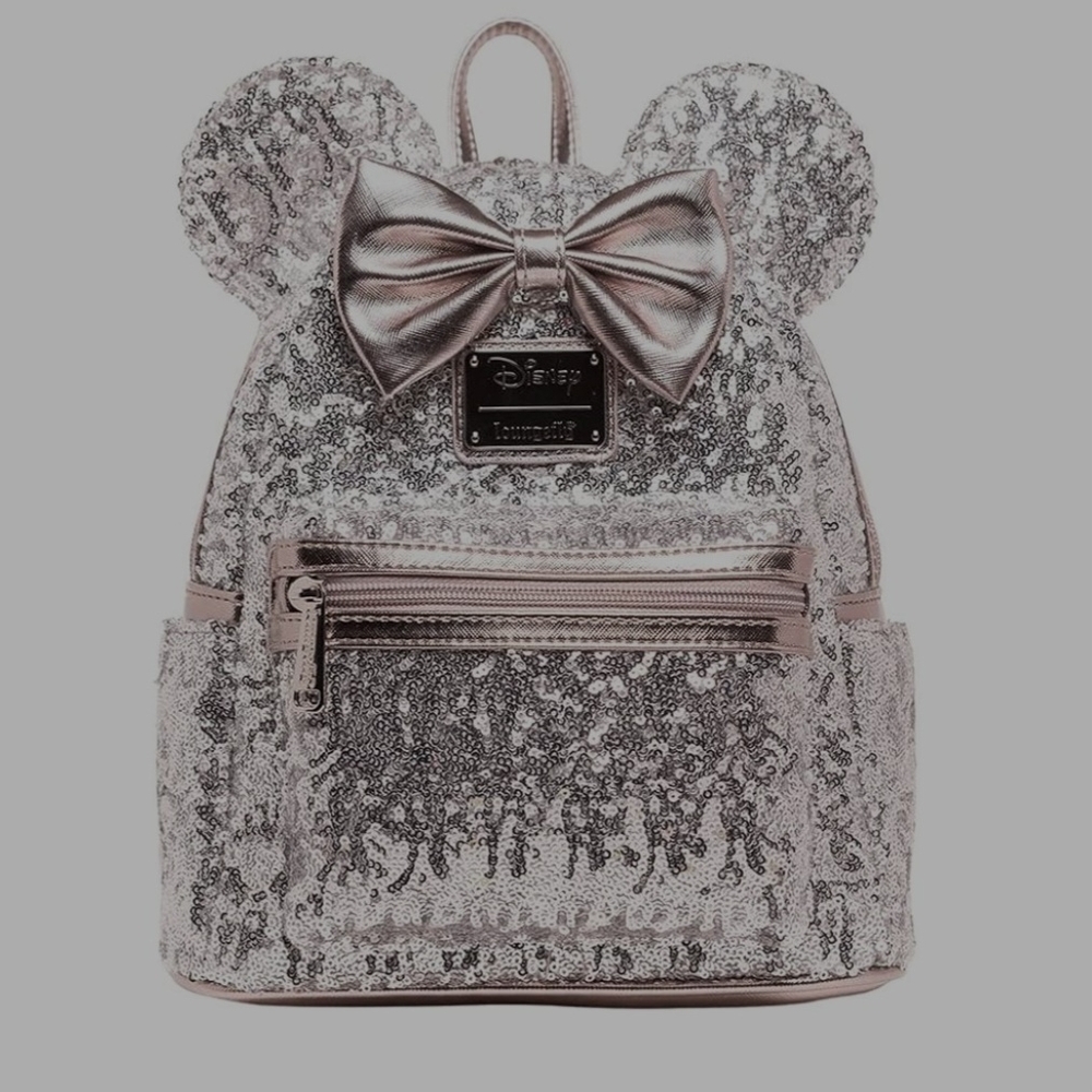 NWT Disney Loungefly Silver Quilted Bow Backpack Bag